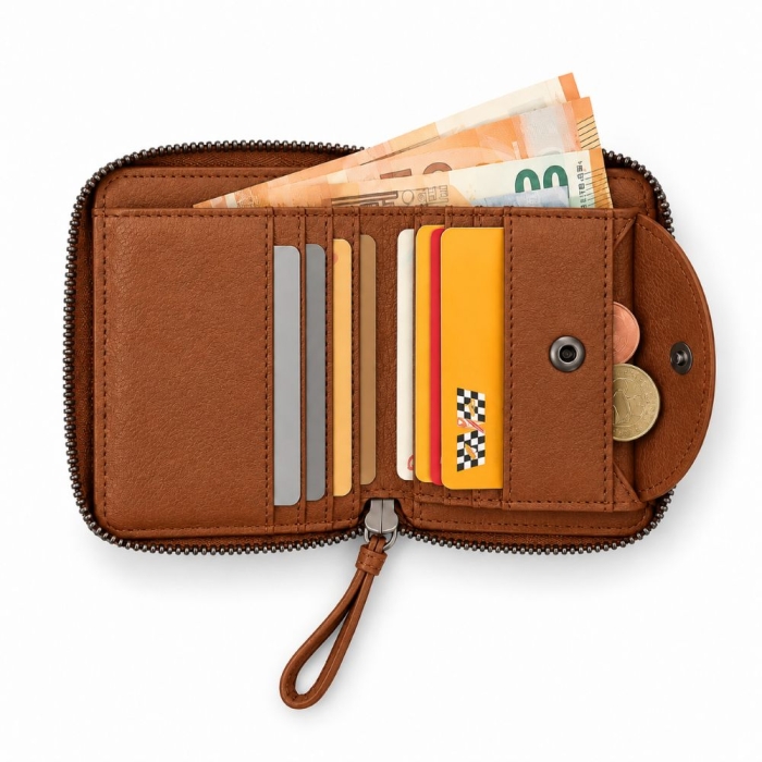 Preview: MIDI ZIP WALLET COGNAC Geldbörse